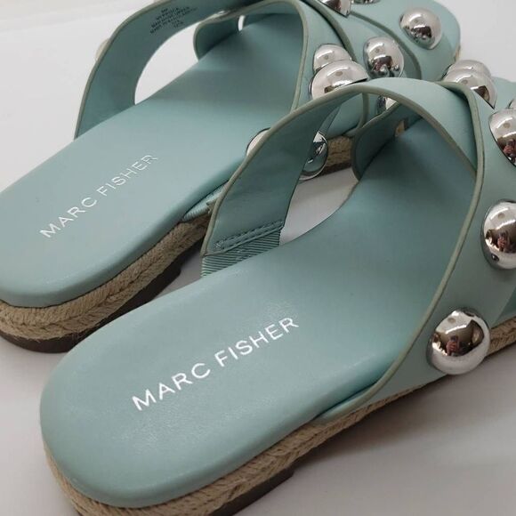 Marc Fisher Women Sandal Prisca Slip On Studded Espadrille Blue Size 6 - Picture 6 of 9